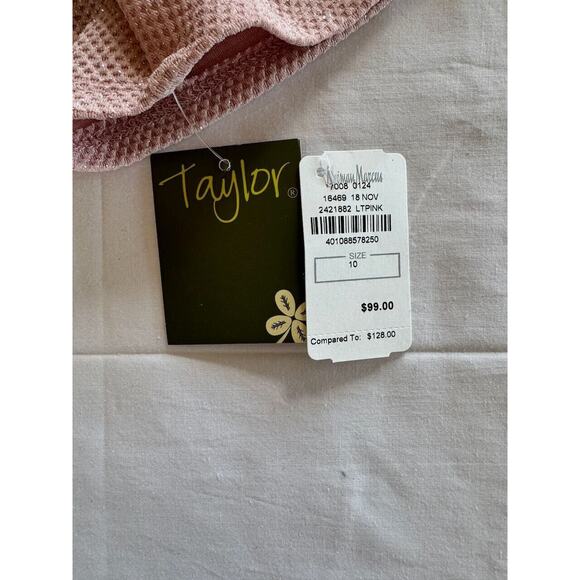 NWT Taylor Neiman Marcus Women's Blush Pink Sparkle Sz 10 Dress Flutter Sleeve - Picture 9 of 12